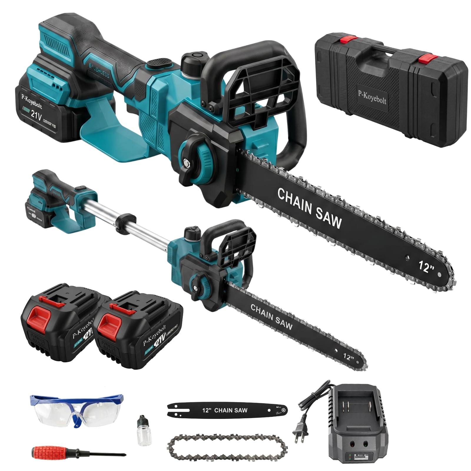充電式チェーンソー 21V無刷 12インチ 4000mAhバッテリー×2個 Amazon | P-KOYEBOLT 充電式チェーンソー 21V無刷 12インチ 4000mAh